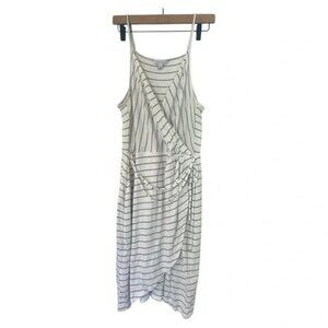 41 Hawthorn White and Black Asymmetrical Ruched Midi Sundress| Size L Petite